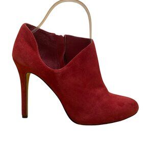 Sole Society Women’s Red Leather Side Zipper High-Heel Helena Booties Size 7.5